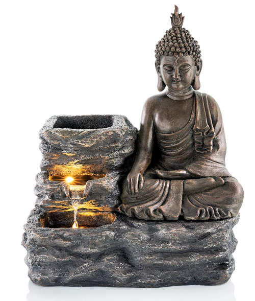 Meditační fontána s soškou Buddhy