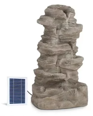 Solární kašna z umělého kamene s osvětlením v každé kaskádě